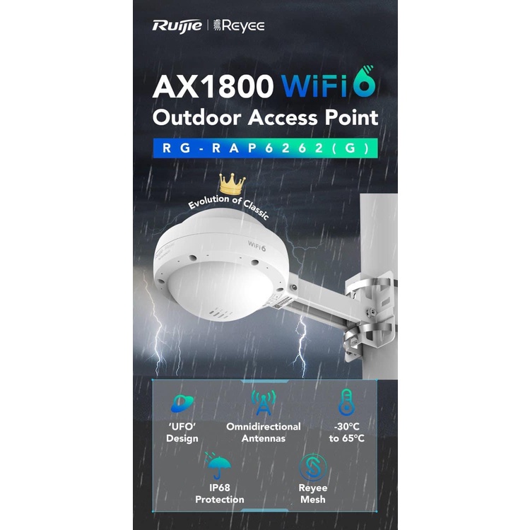 Bộ phát WiFi 6 ngoài trời, chống sét, 100 người dùng Ruijie RG-RAP6262(G) 6262G (chính hãng)