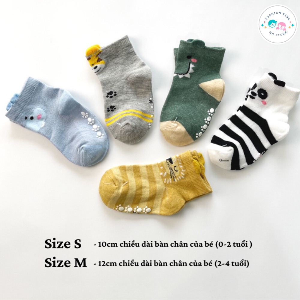 Set 5 Đôi Tất Vớ Cho Bé Trai Bé Gái 0-5 Tuổi Cotton Co Giãn Cao Cấp Thoáng Khí Họa Tiết Hoạt Hình Dễ Thương
