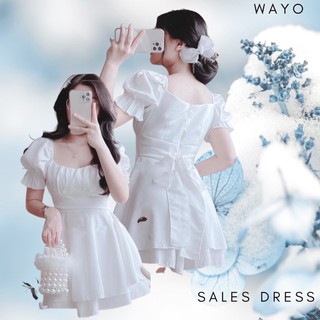 [Mesny Dress] Đầm WAYO cổ vuông tay phồng nhún ngực cột eo dạo phố xinh đẹp