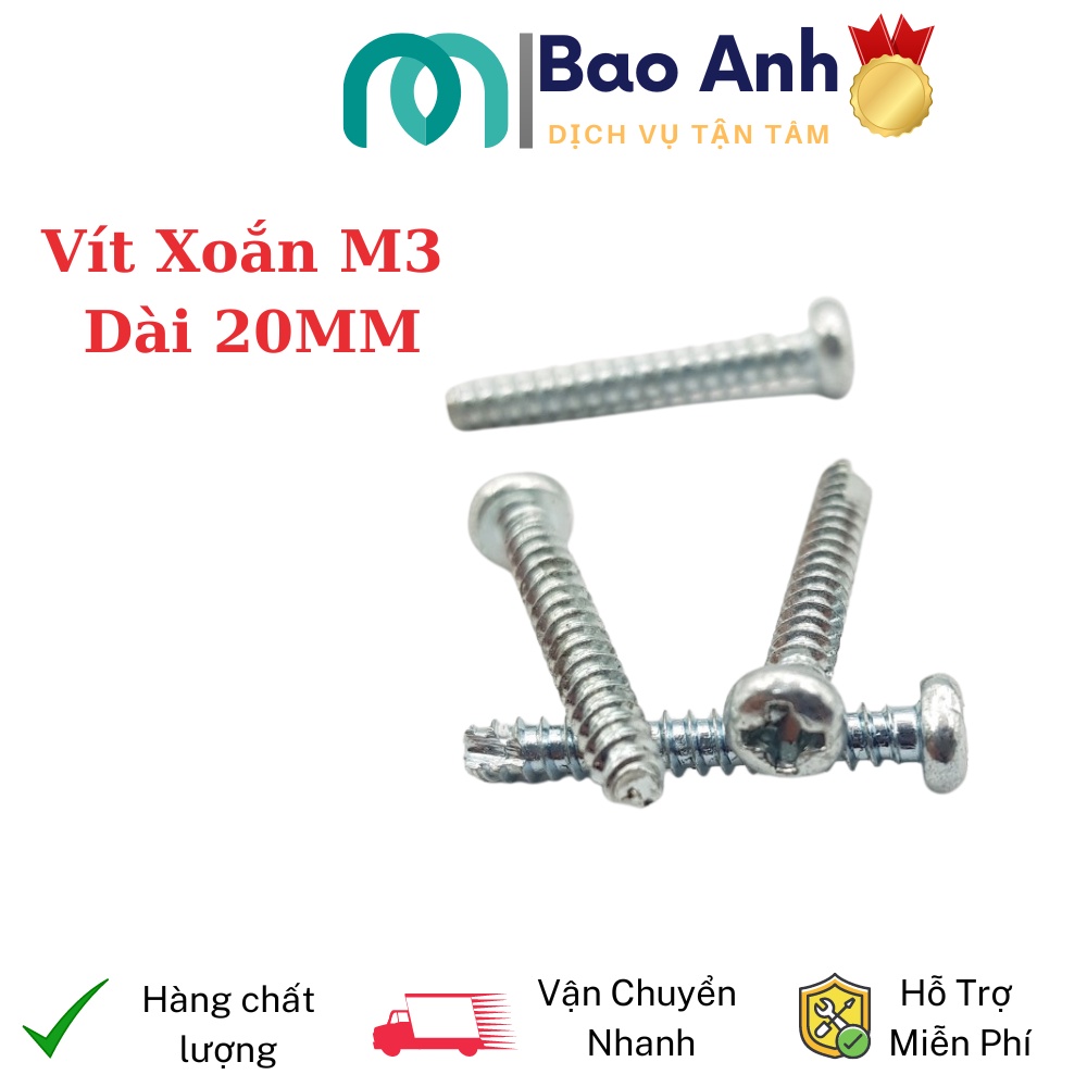 Vít Xoắn M3+20MM Mũ Lồi Vít M3 Dài 20MM sử dụng bắt hộp nhựa bản mạch điện tử - Shop Bảo Anh