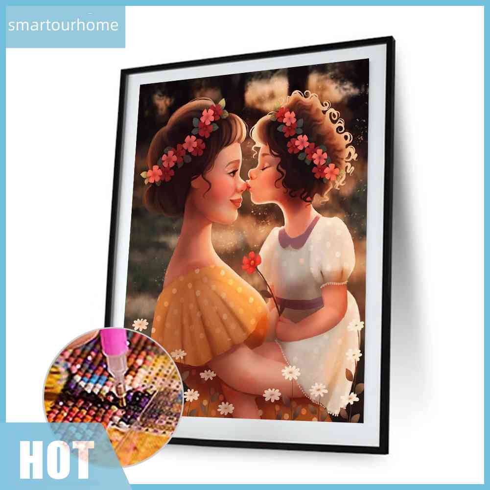 Bộ Tranh Đính Đá 5D Tự Làm Hình Mẹ Và Con Gái Mới