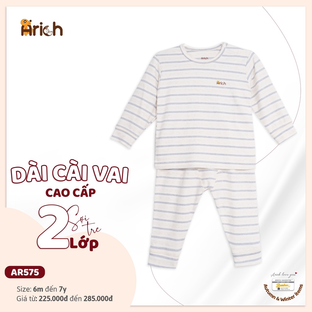 Bộ dài cái vai thu đông sợi tre pettit cho bé từ 6 tháng đến 7 tuổi
