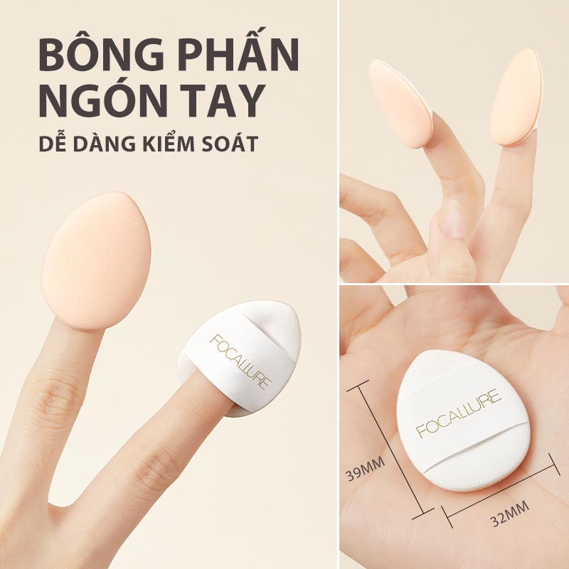 FOALLURE Bông Phấn Trang Điểm Mini Ngón Tay Bông Mút Mềm Mại Dụng Cụ Trang Điểm