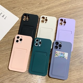Ốp dẻo màu trơn kèm ví màu đựng thẻ dành cho iphone - full dòng