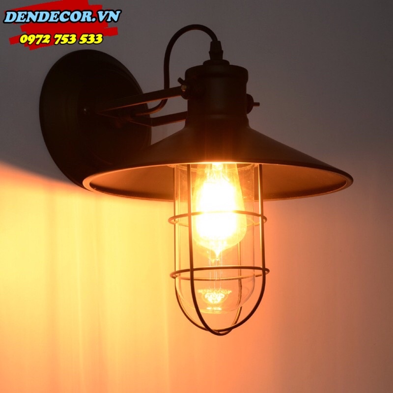 Đèn treo tường Vintage phòng nổ lồng kính đèn cột ngoài trời Retro D280