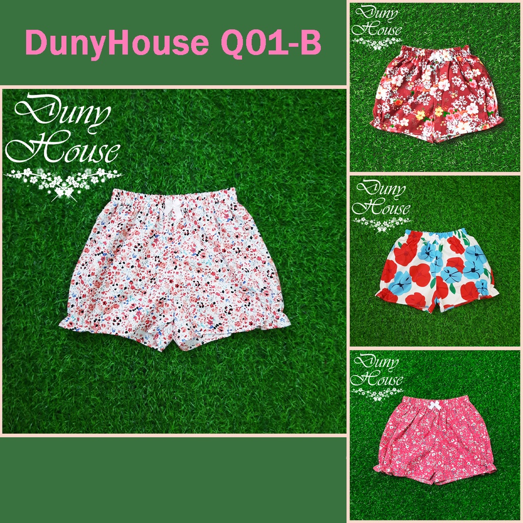 Q01/b Quần short bé gái thô hoa 100% cotton sợi tự nhiên mềm mát, thấm hút mồ hôi, quần short cho bé gái Duny House