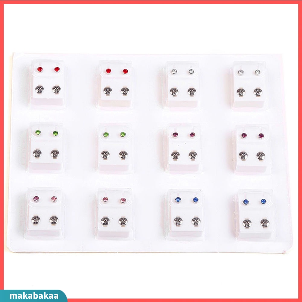 Set 12 Đôi Khuyên Tai Kim Loại Cho Máy Bấm Lỗ Tai