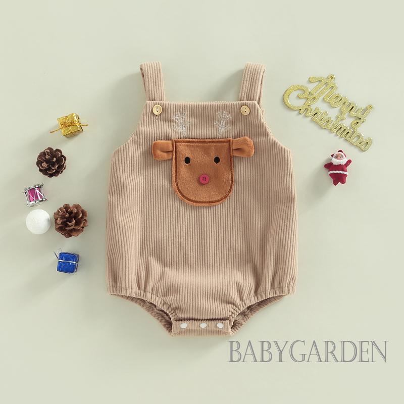 Áo Liền Quần Không Tay In Hình Ông Già Noel / Cây Thông / Tuần Lộc Cho Bé 0-18 Tháng Tuổi