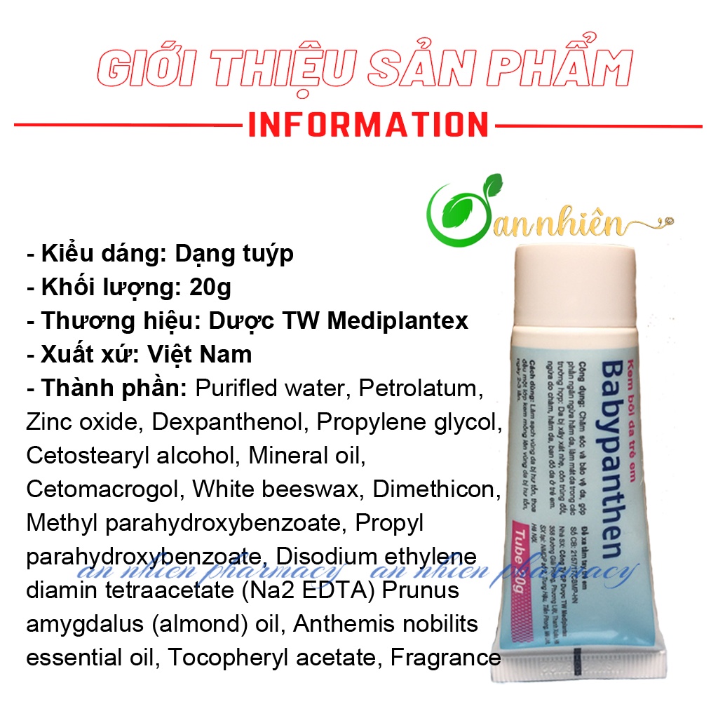 Kem bôi chống hăm Babypanthen cho trẻ sơ sinh 20g