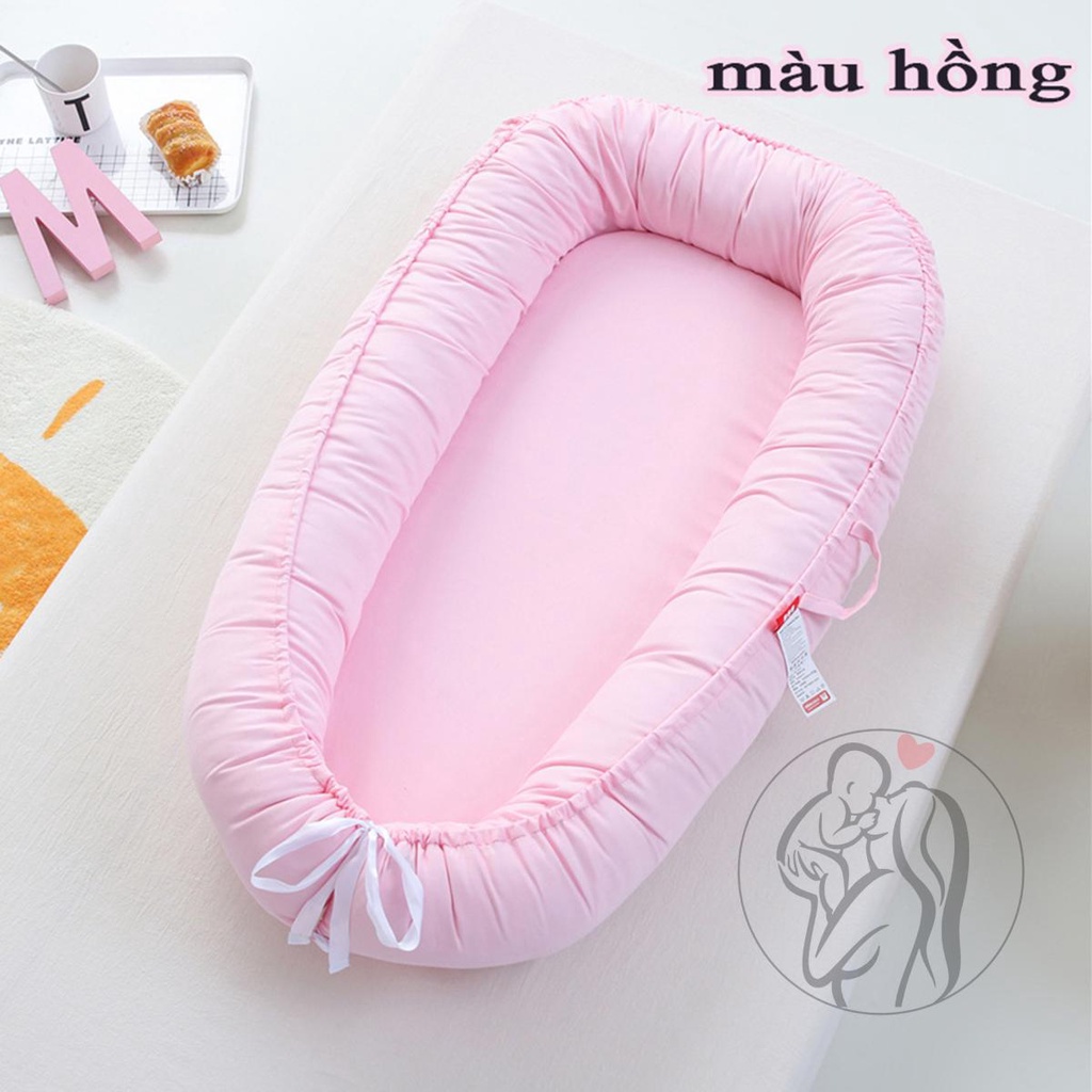 Nệm Nôi DI Động Đơn Sắc Cotton Cho Bé Kèm Túi Đựng