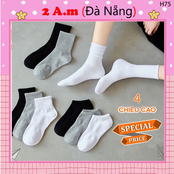 Vớ Trơn Nam Nữ 4 Chiều Cao Chất Liệu Cotton và Dệt Kim Dày Dặn Phong Cách Hiện Đại 2AM