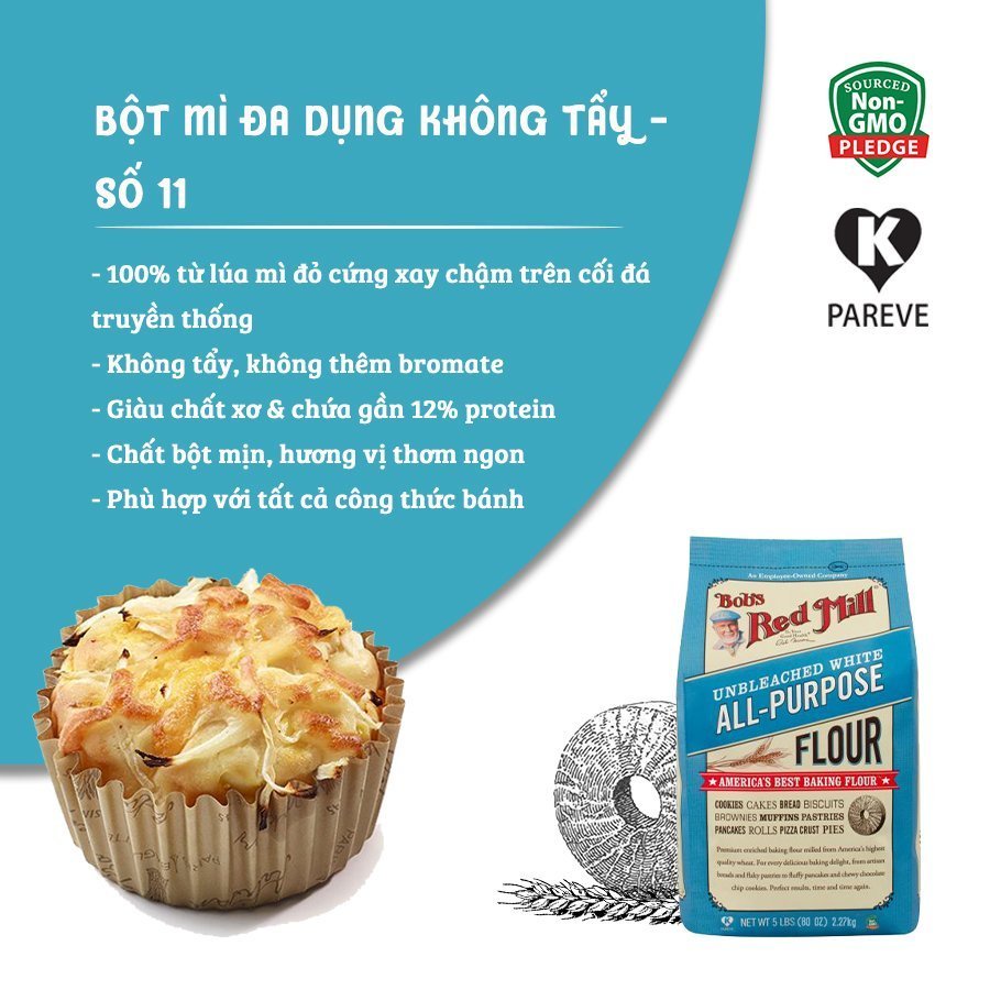 Bột mì đa dụng không tẩy số 11 Bob's Red Mill 2.27kg