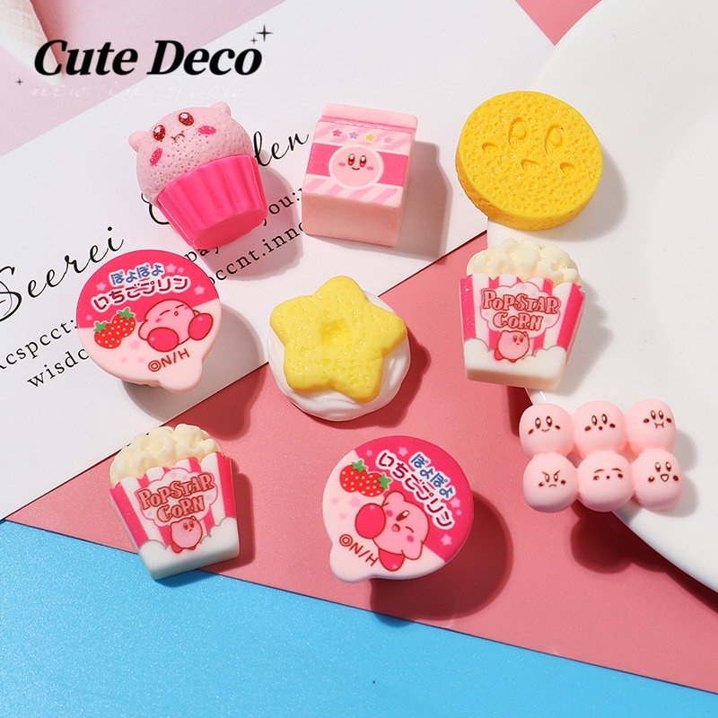 [Deco] Giày Crocs / Bánh Quy Kirby / Ngôi Sao Omelette / Sữa Bột Charm Nút Bấm Màu Hồng Đáng Yêu (9 Loại) DIY
