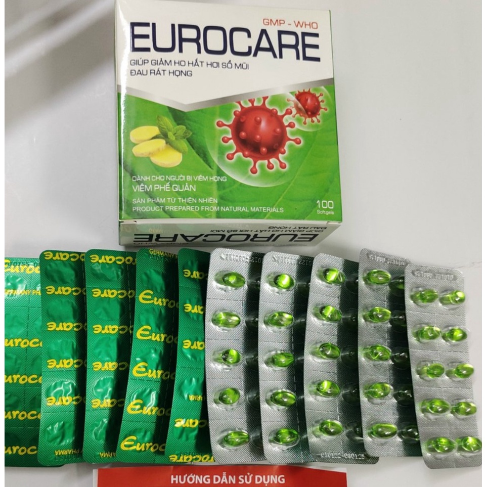 Eurocare 100 viên- Giảm ho thông thoáng mũi họng Euginca