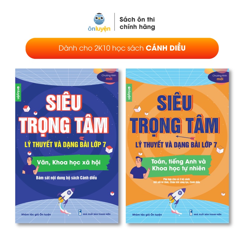 Sách Lớp 7 (Bộ Cánh Diều)- Combo 2 Cuốn Siêu trọng tâm TOÁN, TIẾNG ANH, KHTN và Văn, Khoa học xã hội lớp 7-Uribook
