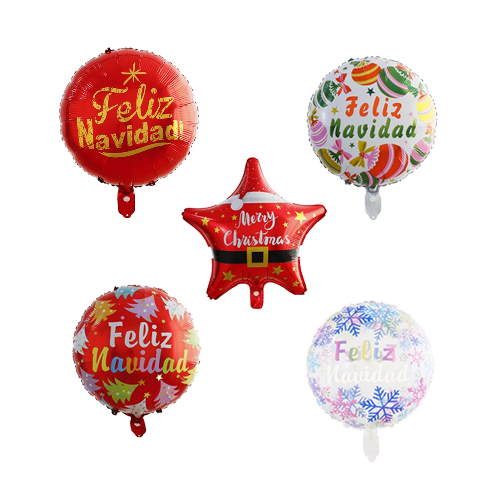 Set 5 Bong Bóng Lá Nhôm 18 inch Trang Trí Giáng Sinh Năm Mới