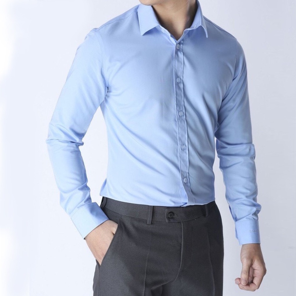 Áo Sơ Mi Nam Vải Lụa Không Nhăn Nhiều Màu Tay Dài Thời Trang GEN ALPHA