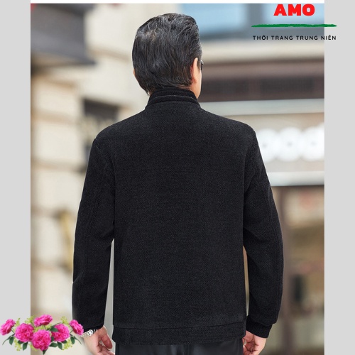 Amo_Áo khoác dạ lót lông cho bố, áo khoác nam trung niên, áo cho người già, áo M chuông ông