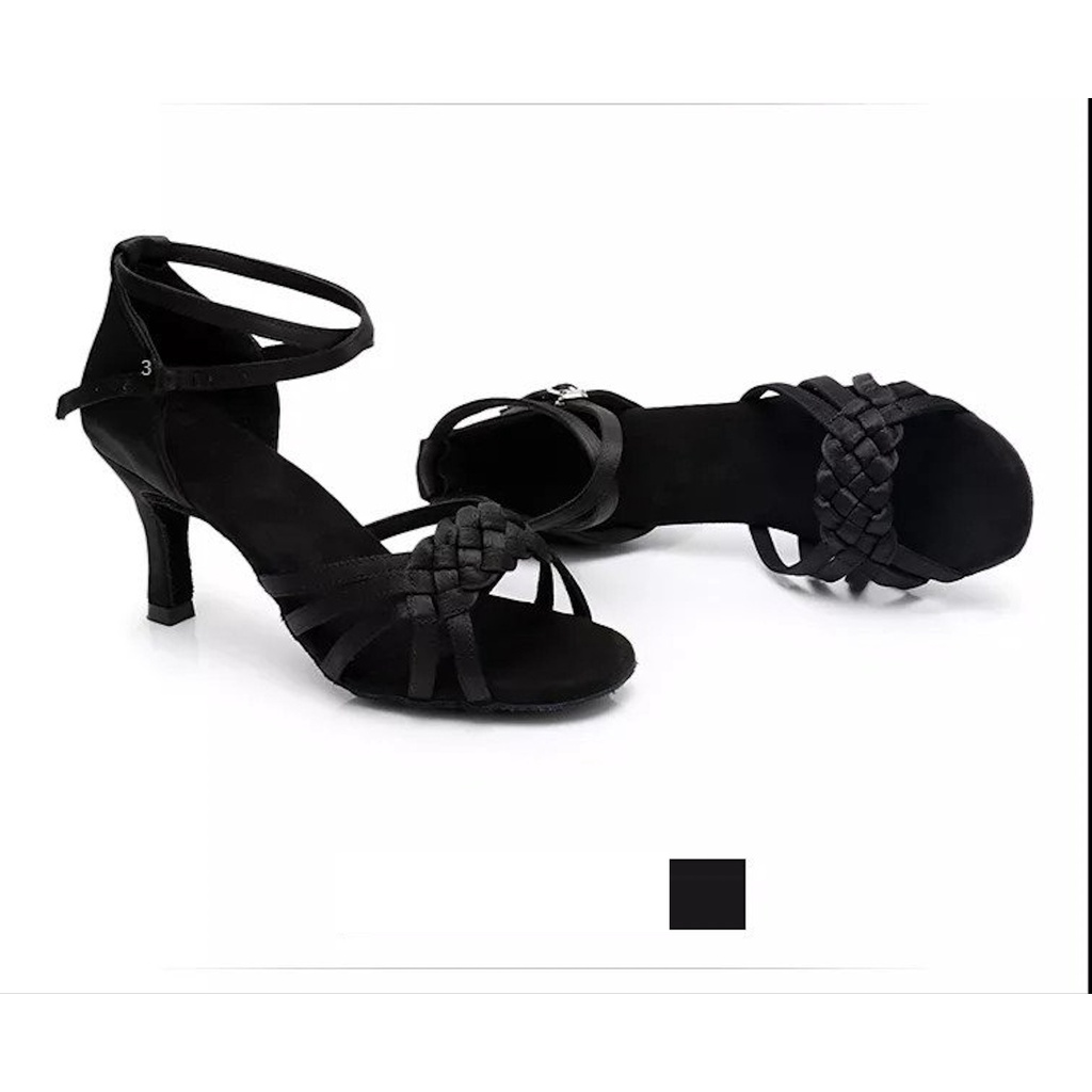 Giày khiêu vũ quai đan hàng cao cấp đế da mềm-màu đen