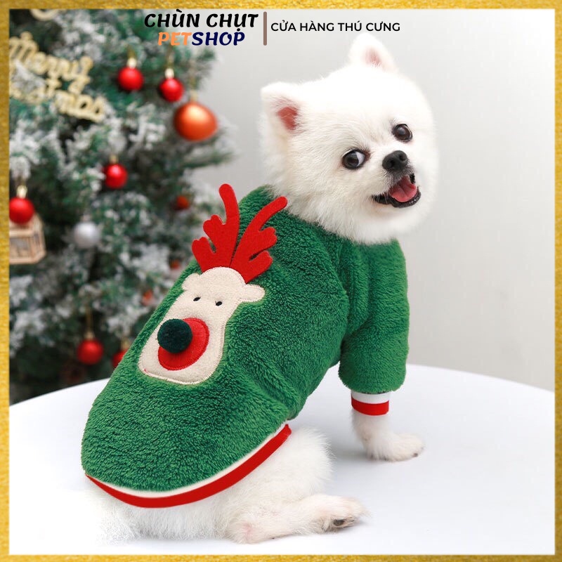 Áo Giáng Sinh Cho Chó Mèo Hoạ Tiết Tuần lộc - Áo Giáng Sinh-Noel Cho Thú Cưng ChunChut PetShop