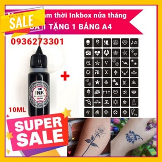 Mực xăm tạm thời INBOX nửa tháng tặng 1 bảng khuôn A4