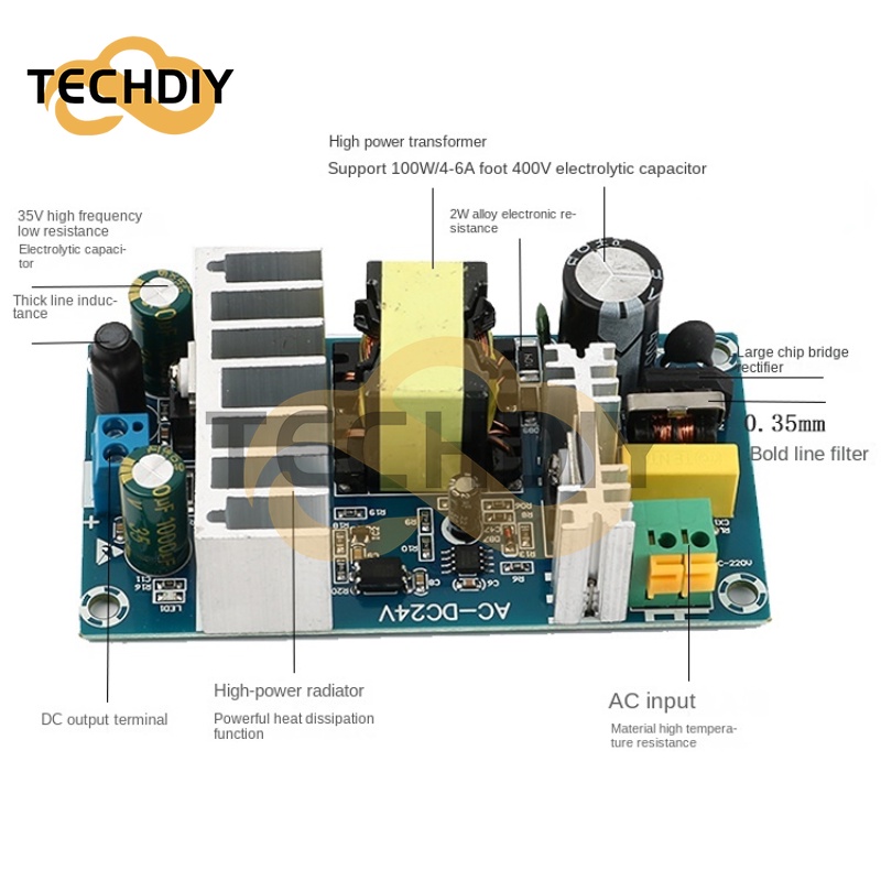 Bảng Mạch Nguồn Điện 100W 4-6A WX-DC2412 AC-DC