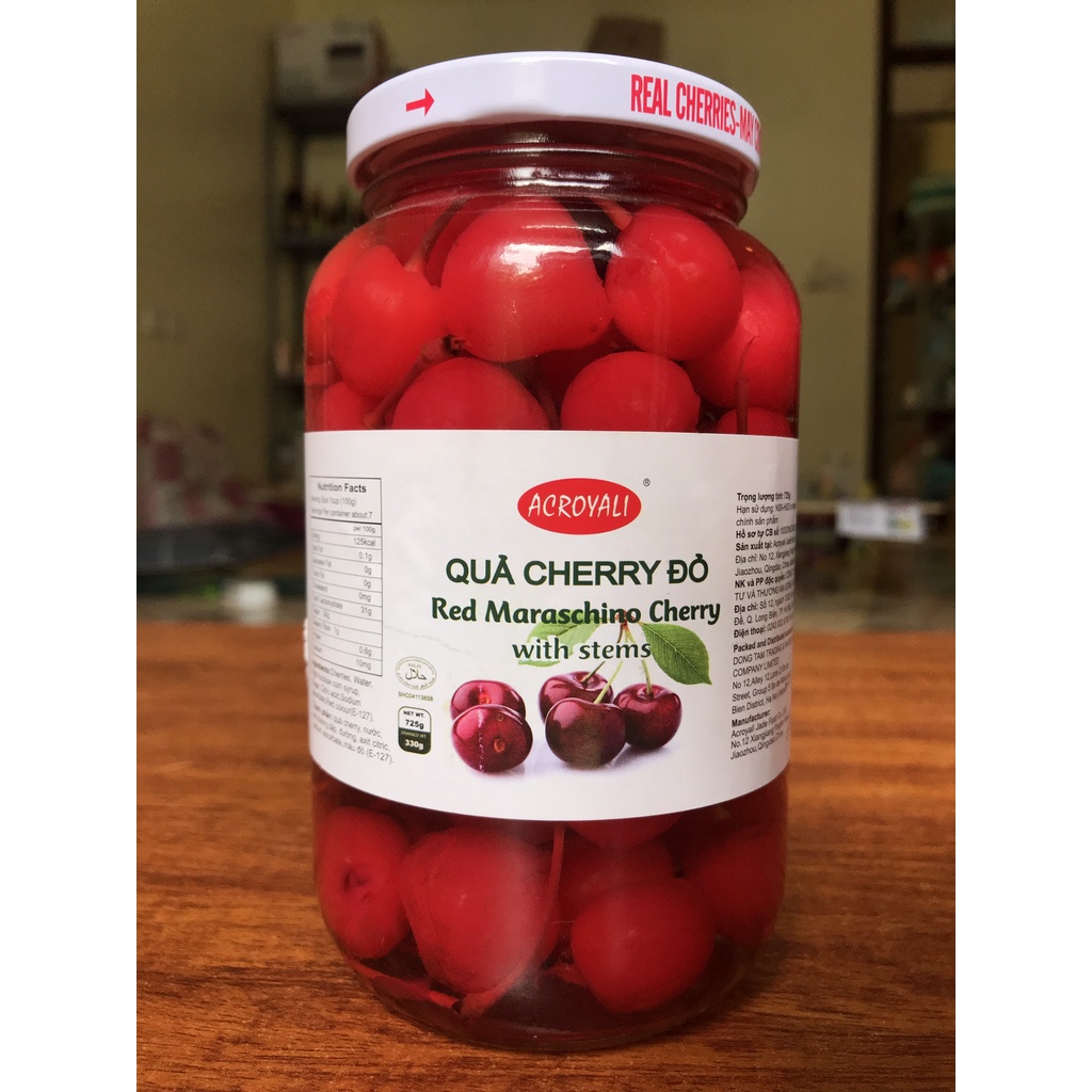 Bán sỉ Quả cherry đỏ/anh đào đỏ ngâm siro đường ngô 725g