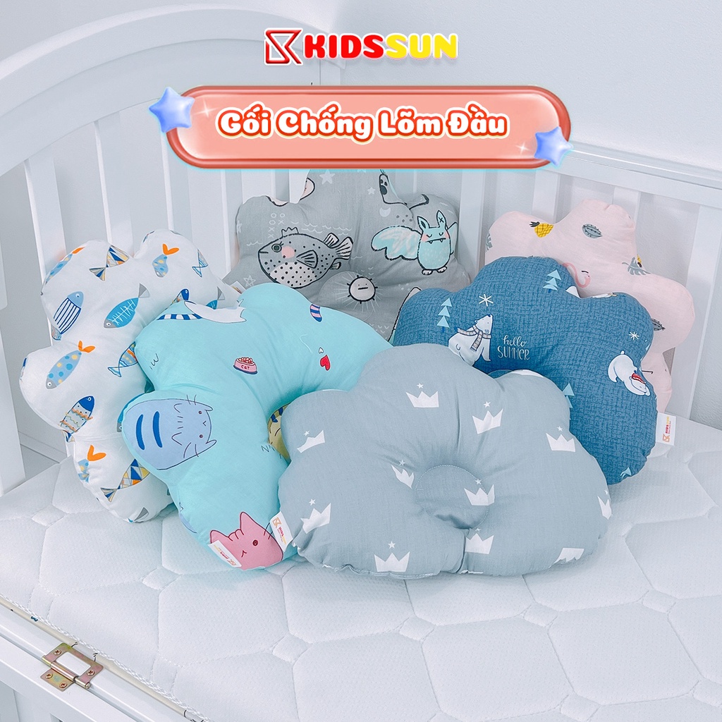 Bộ gối lõm gối chặn KIDSSUN cho trẻ sơ sinh, chống méo đầu định vị thân thể, chống bé giật mình, ngủ sâu giấc hơn