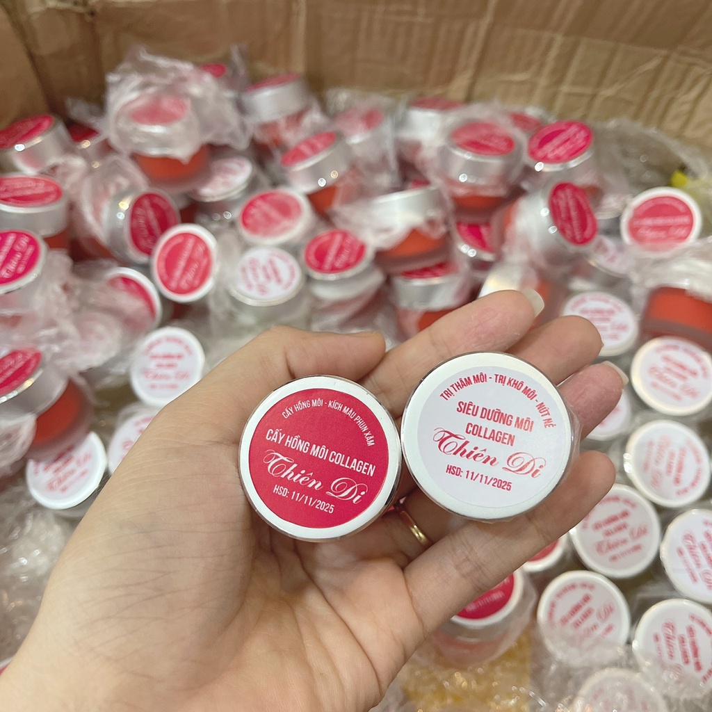 Combo siêu dưỡng môi và cấy hồng môi Collagen Thiên di giúp giảm thâm môi làm hồng môi kích màu sau phun xăm