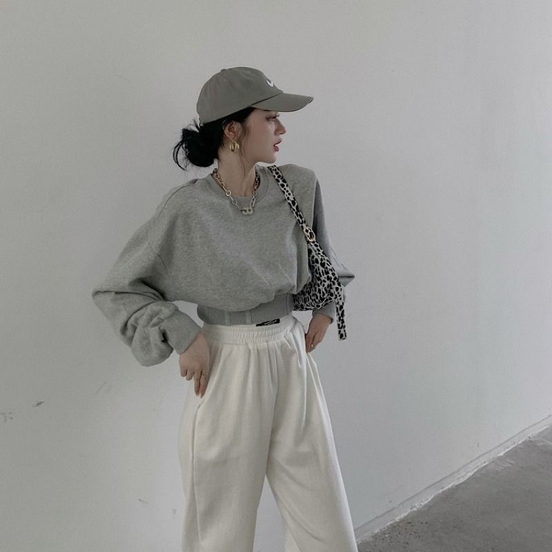 Áo Thun Nữ Dài Tay Lưng Cao Phong Cách Hàn Quốc