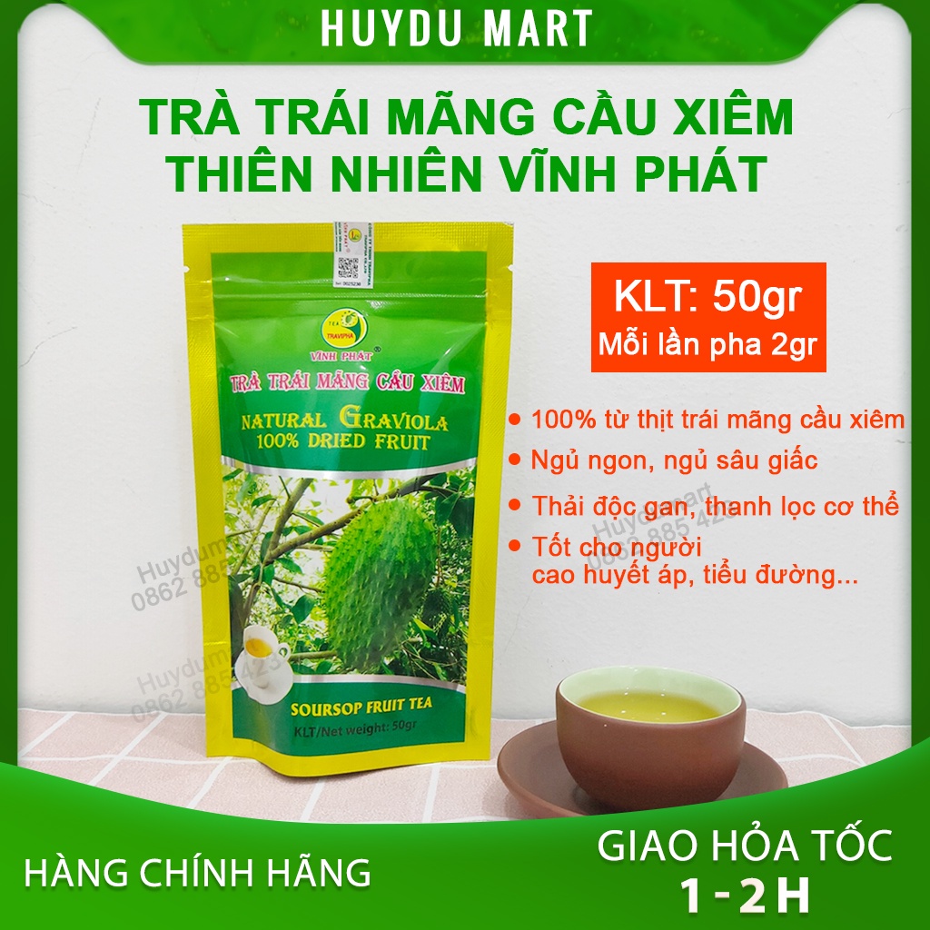 Trà mãng cầu xiêm Vĩnh Phát, Trà mãng cầu xiêm thiên nhiên - Hỗ trợ giấc ngủ, thanh lọc cơ thể, tốt cho sức khỏe (50g)