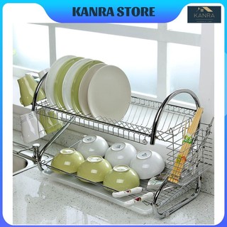 GIÁ ÚP BÁT ĐĨA INOX 2 TẦNG 💥FREESHIP💥 KỆ ÚP đĩa chén inox 304 đa năng thông minh, tiện dụng / Có khay hứng nước