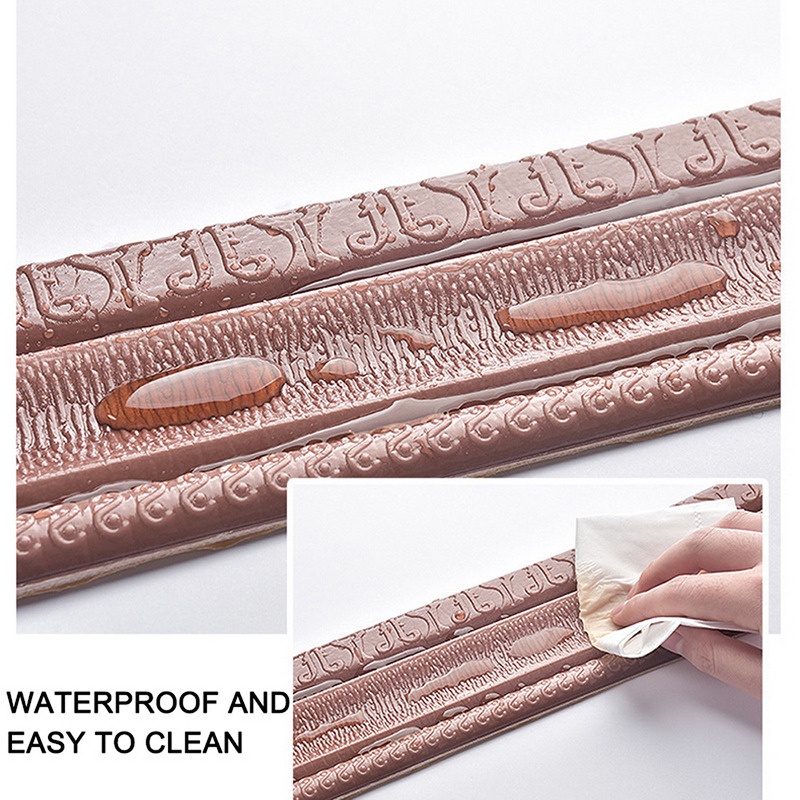 Miếng Dán Viền Tường Họa Tiết 3D 230cm Tự Dính Chống Thấm Nước Có Thể Tháo Gỡ Trang Trí Nhà Cửa