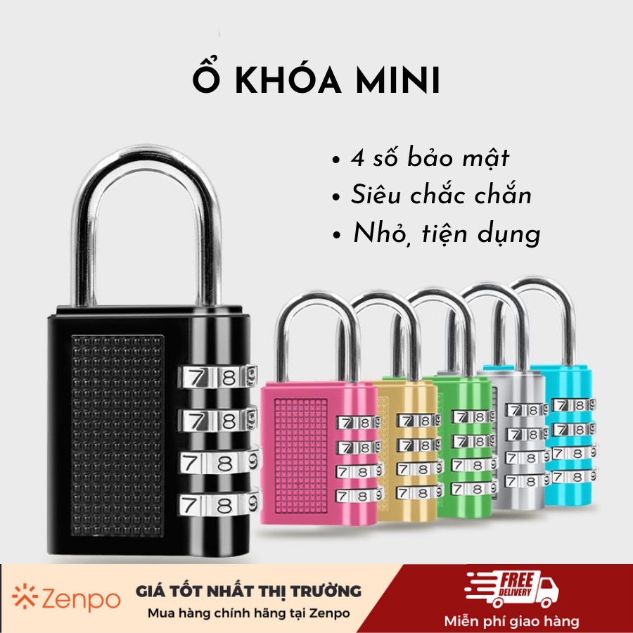 Ổ Khóa Mini 4 Số Dùng Khóa Tủ Sắt Cá Nhân Balo Vali Cửa Phòng Chất Liệu Hợp Kim Zenpo