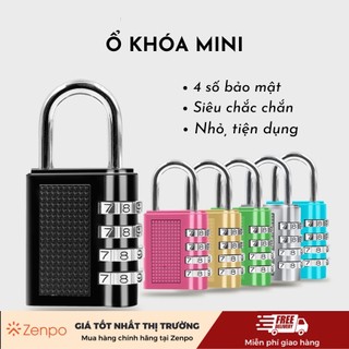 Ổ khóa mini 4 số dùng khóa tủ sắt cá nhân balo vali cửa phòng chất liệu hợp kim zenpo