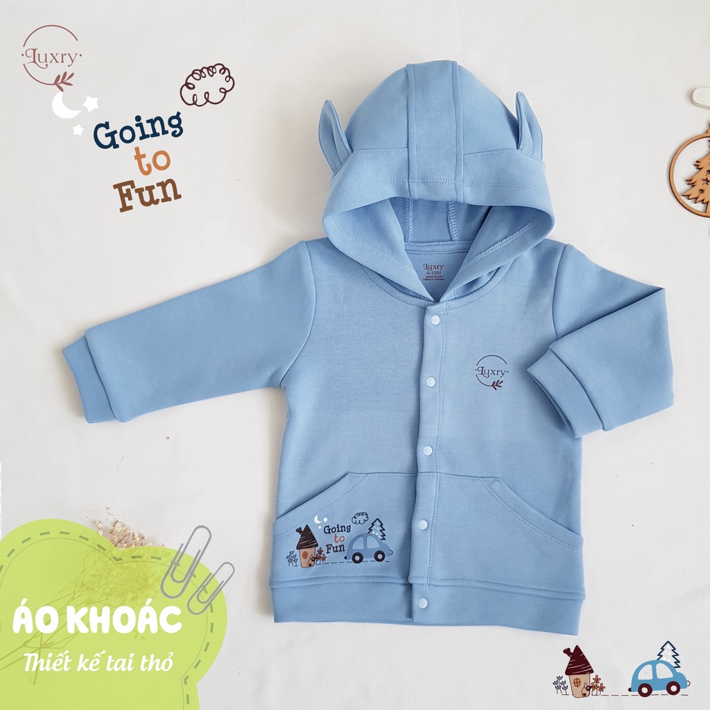 Áo khoác nắng họa tiết ô tô đáng yêu thương hiệu Luxry chất vải sợi tre pha cotton cho bé từ 9 tháng đến 6 tuổi