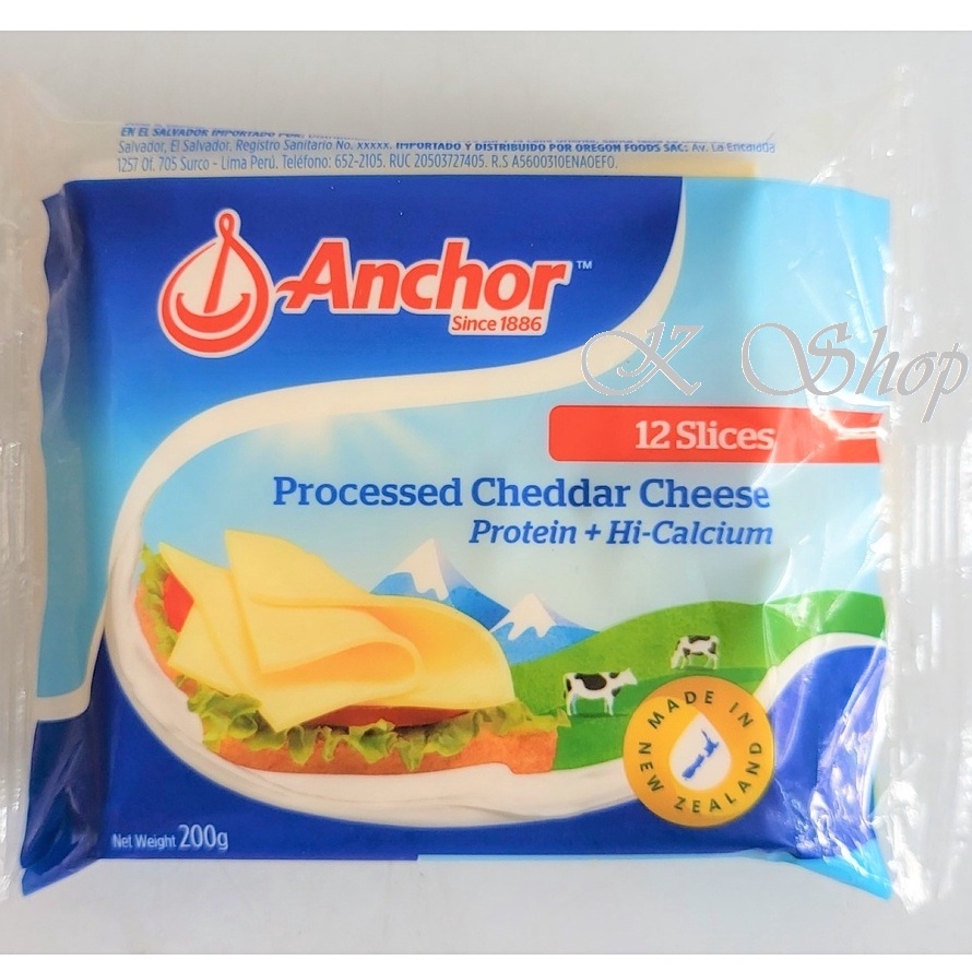 Phô mai lát Anchor Cheddar gói 200g (12 lát) HSD T5/2023