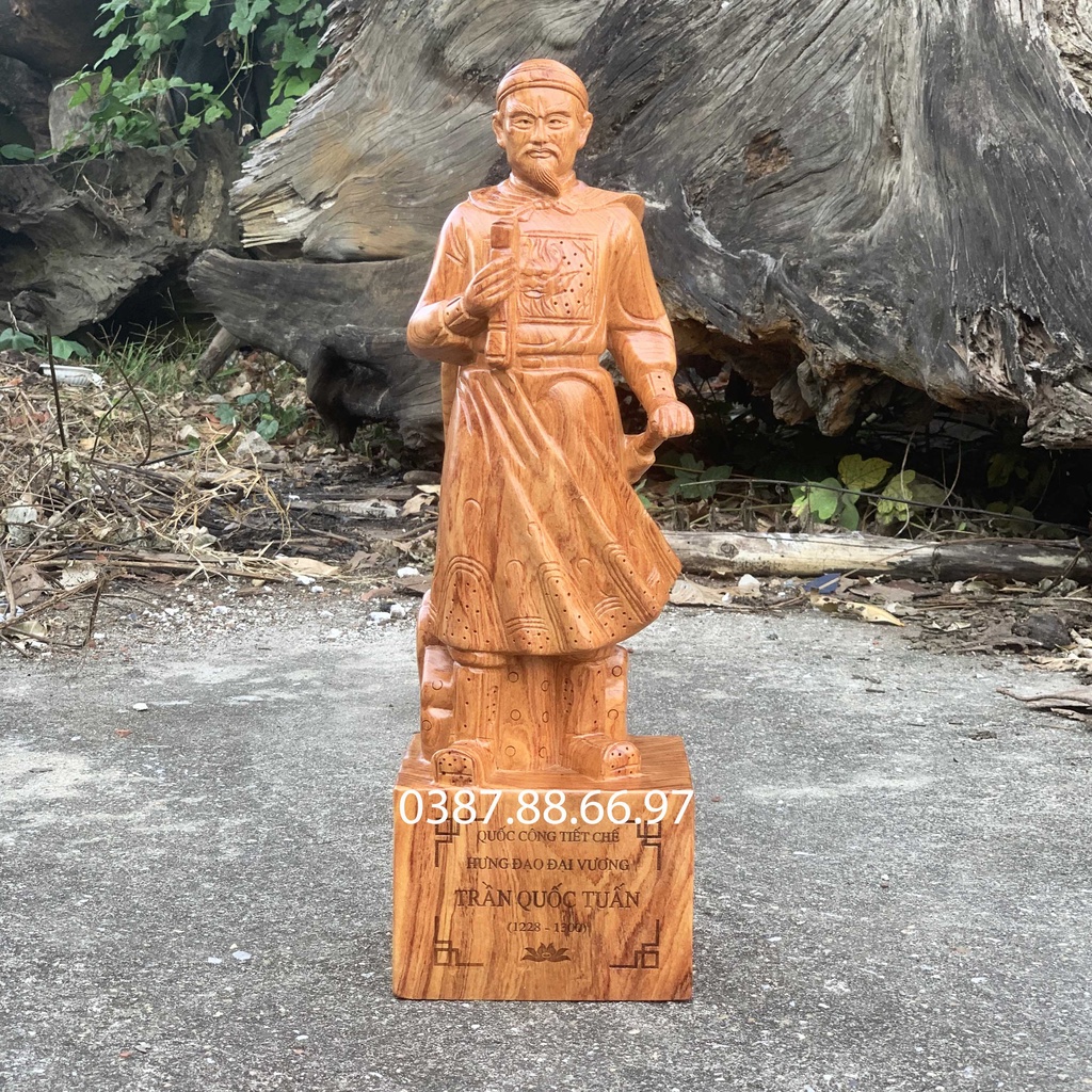 Tượng trần quốc tuấn trần hưng đạo cao 20 30 40cm gỗ hương cực đẹp