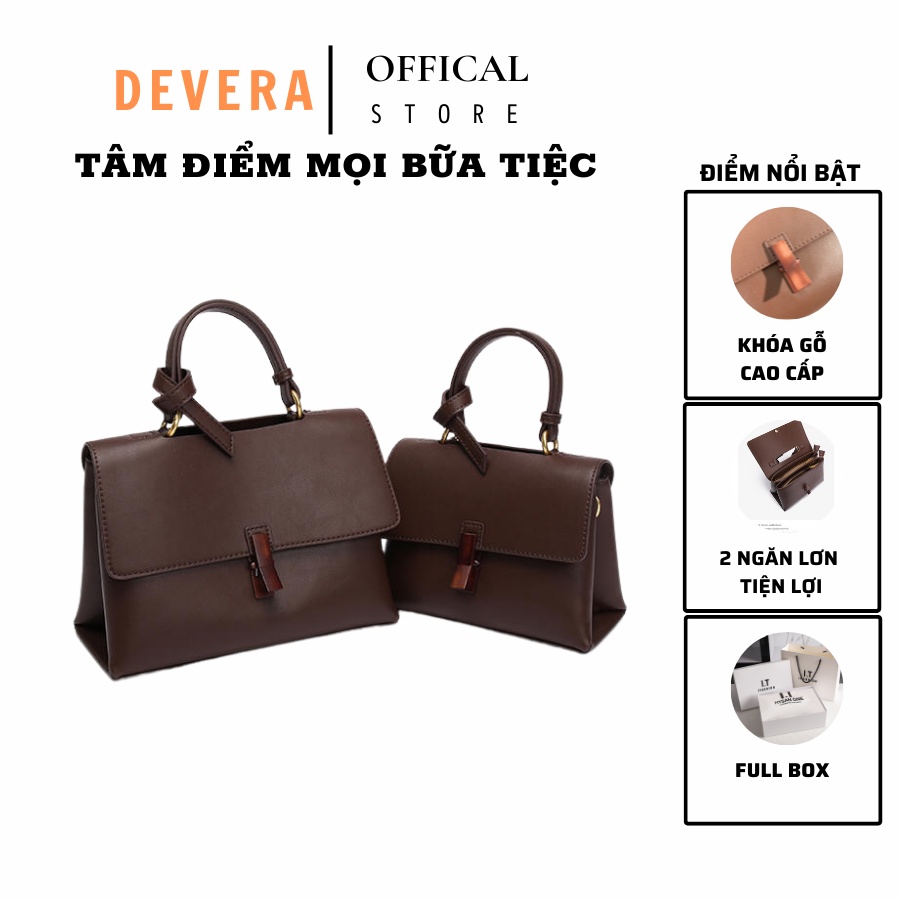 Túi xách nữ công sở da mềm khó gỗ gụ đeo vai cầm tay đi làm đi chơi đi du lịch sang trọng Devera _DV 5211