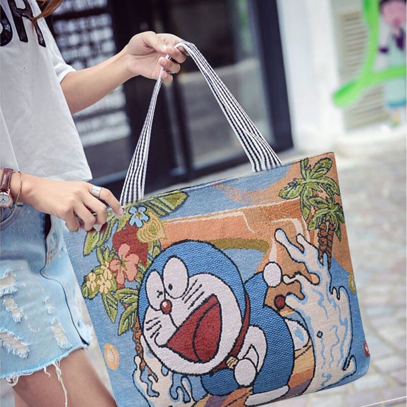 Túi Xách Mua Sắm Đeo Vai Bằng Vải canvas Sức Chứa Lớn Từ 3-5 Ngày Cho Nữ