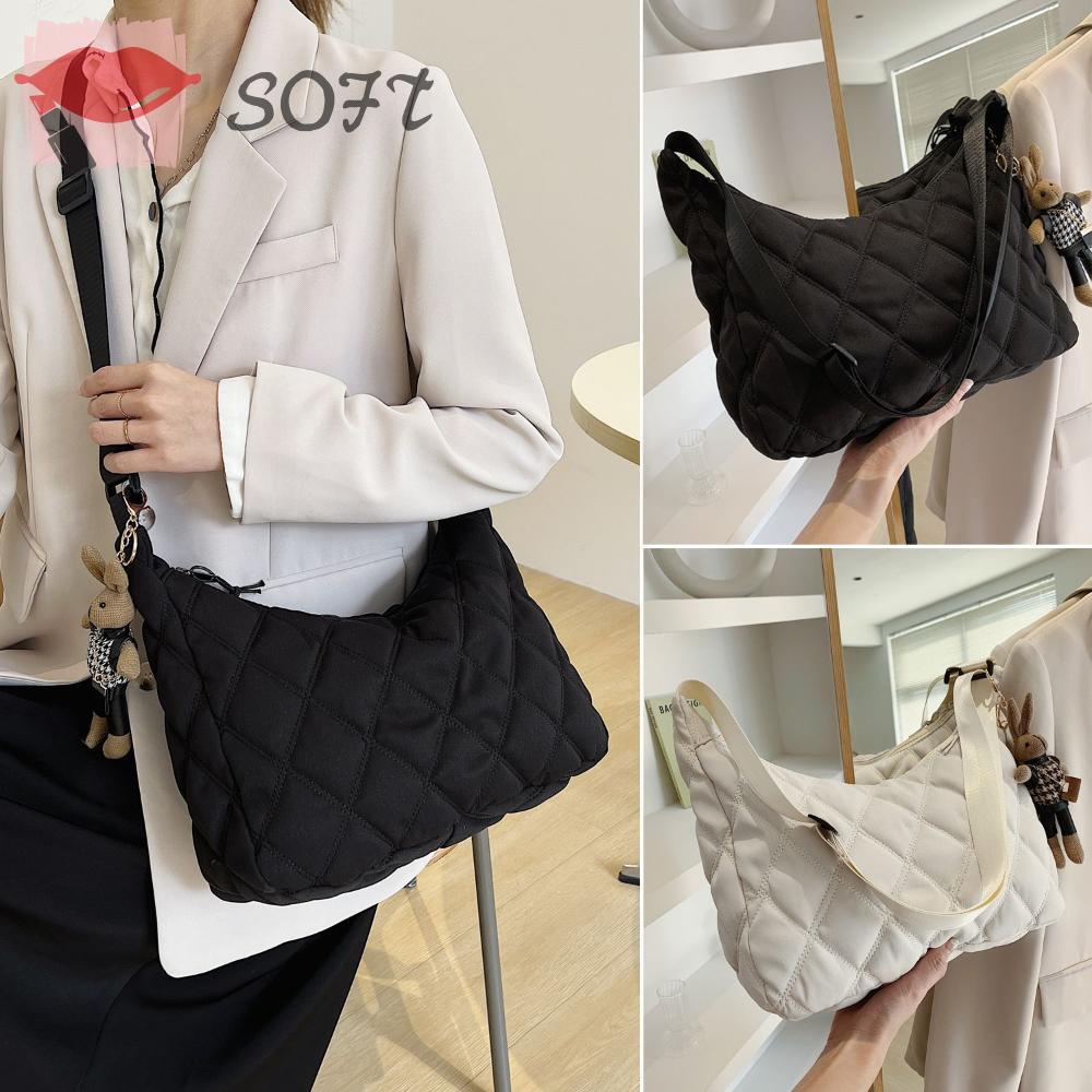 Túi Đeo Vai Cỡ Lớn Họa Tiết Kẻ Sọc Thời Trang Mùa Đông Xinh Xắn Cho Nữ