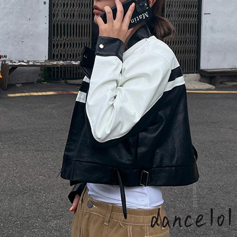 Áo Khoác Da Kiểu Dáng Vintage Thời Trang Phong Cách Hàn Quốc 1O1 y2k