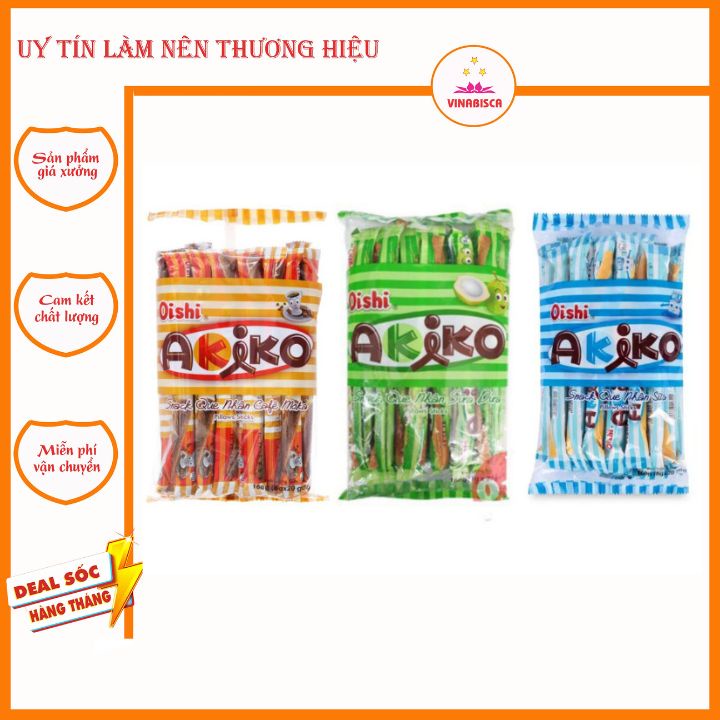 Bánh que/snack que Akiko Oishi có nhân các vị loại gói 160g 20 que