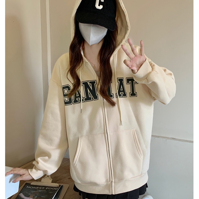 SUXI Áo Hoodie Dáng Rộng Phong Cách Vintage Thời Trang