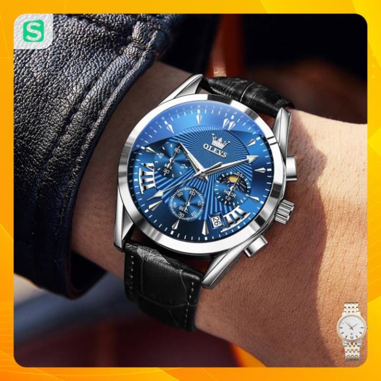 Đồng hồ nam chính hãng OLEVS 2876 dây da bò  Chống thấm nước sâu  hiệu ứng phát sáng