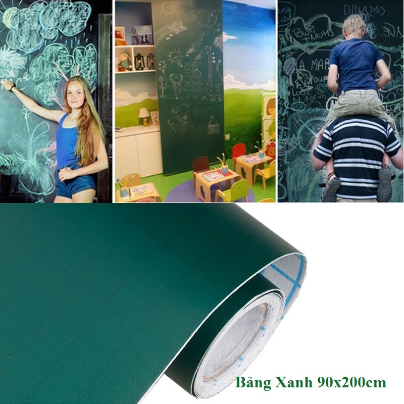 Mã LIFE1511B giảm 8% đơn 300K] Decal Dán Tường Bảng Viết Trắng, Xanh, Đen Kích thước 90x300cm Tặng Dụng Cụ Ghi