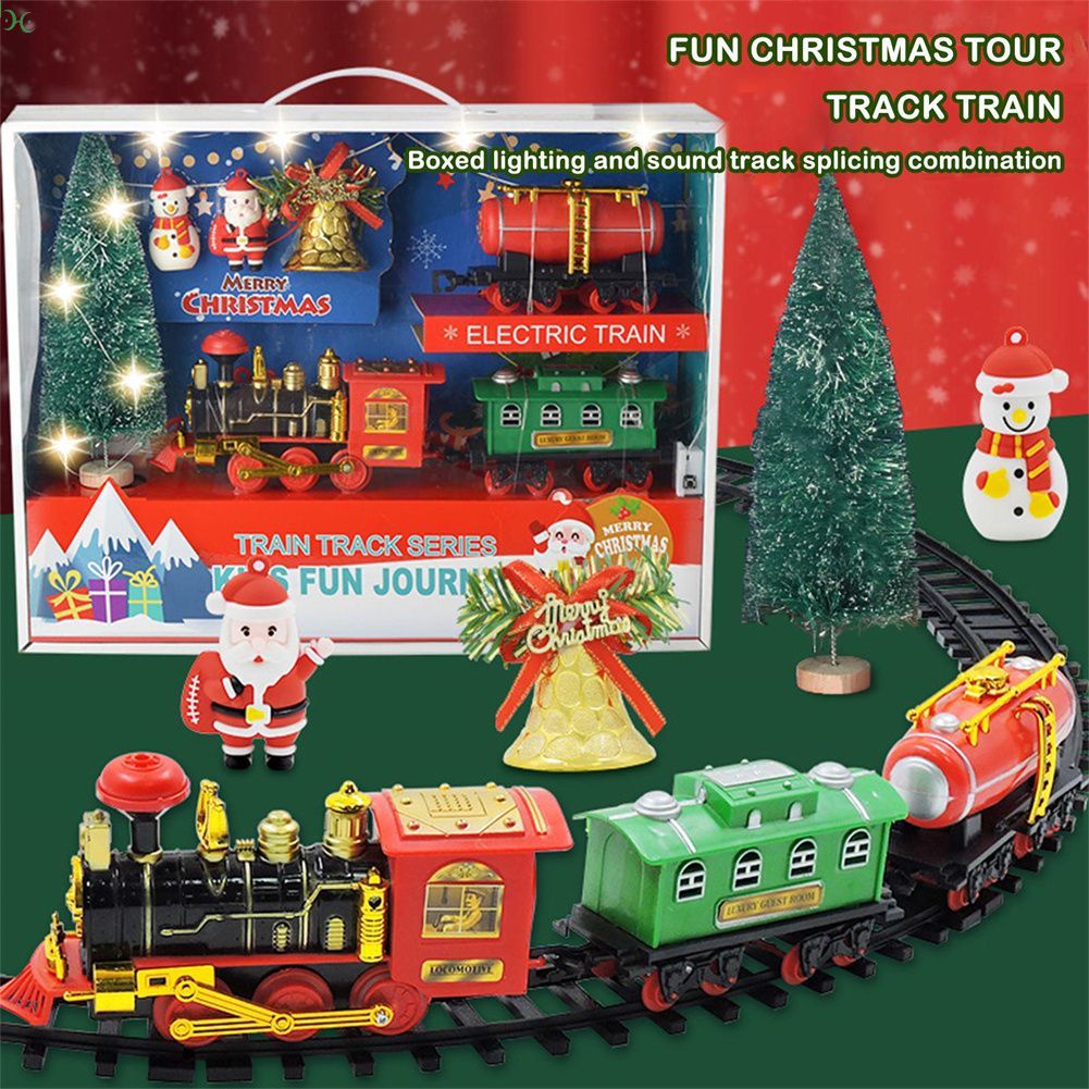 【In Delivery】 Giáng Sinh Đồ Chơi Xe Lửa Bằng Điện Bộ Đường Sắt Bản Nhạc Ông Già Noel Đầu Máy Trẻ Em Xếp Hình Đồ Chơi Giáo Dục Sinh Nhật Quà Tặng Giáng Sinh