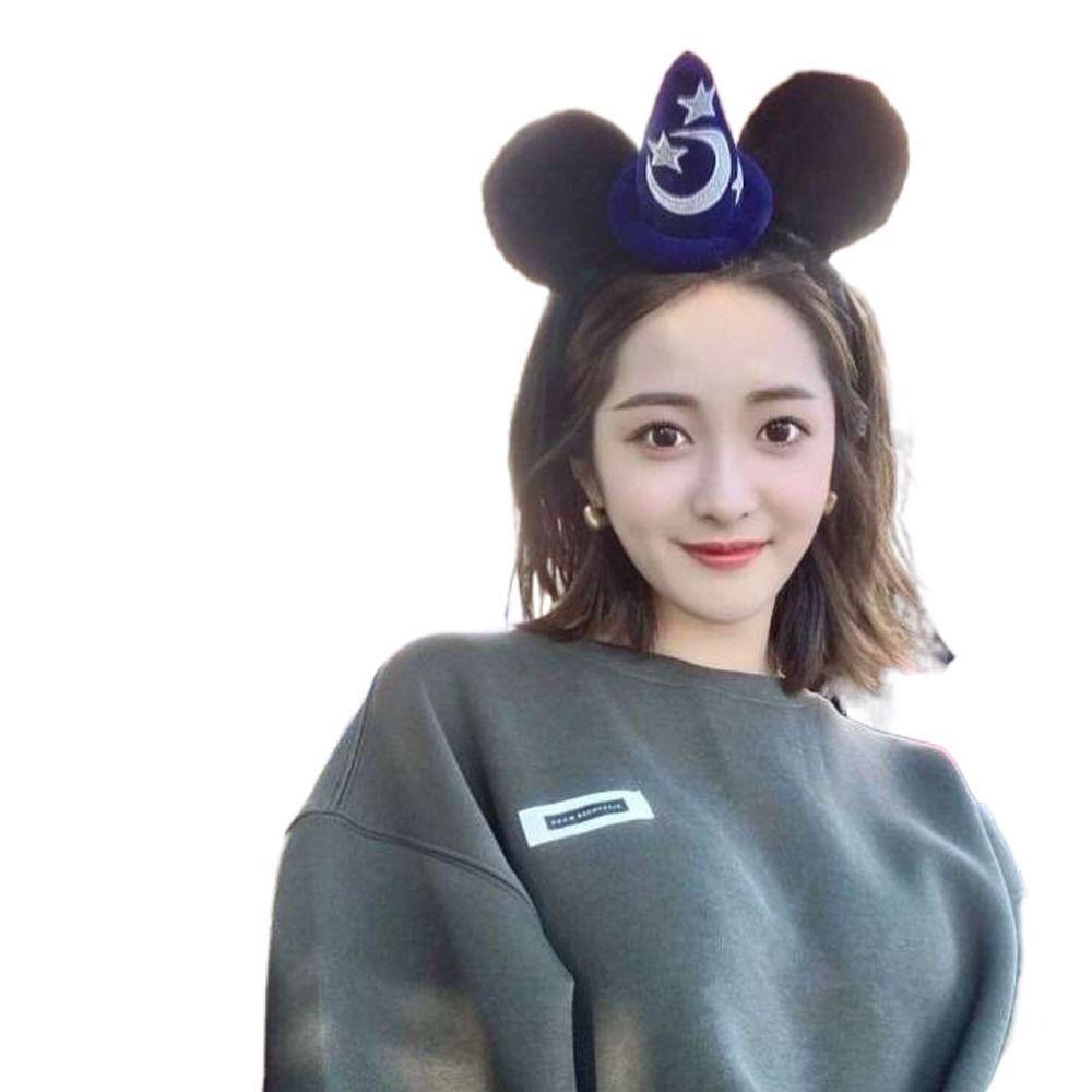 Băng Đô Cài Tóc Hình Tai Chuột Mickey / Mặt Trăng / Ngôi Sao Bằng Vải Lông Thời Trang Hàn Quốc
