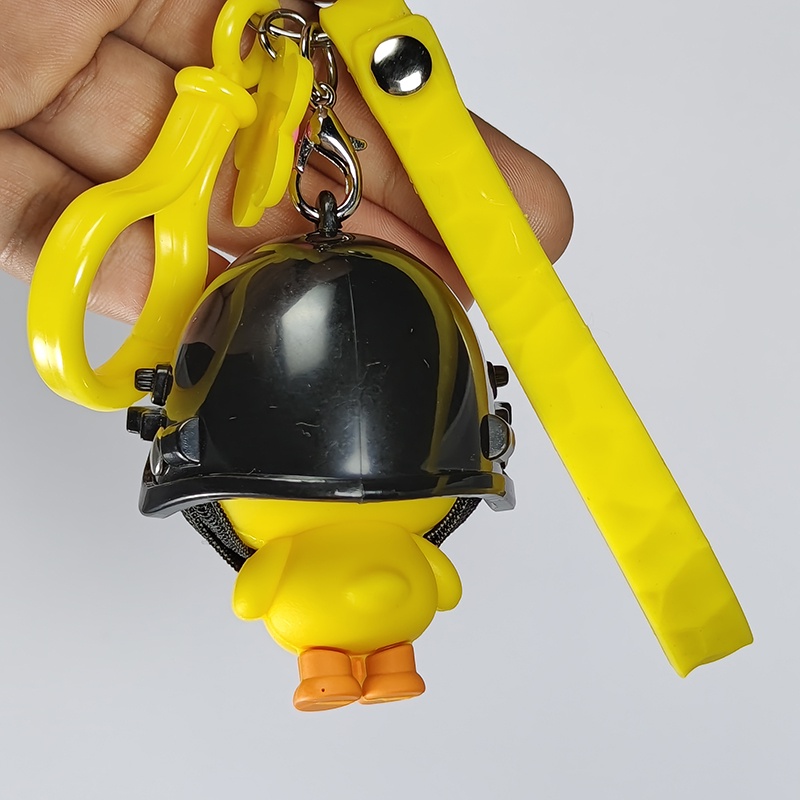 Móc Khóa Hình Chú Vịt Vàng Đội Mũ Bảo Hiểm Dễ Thương