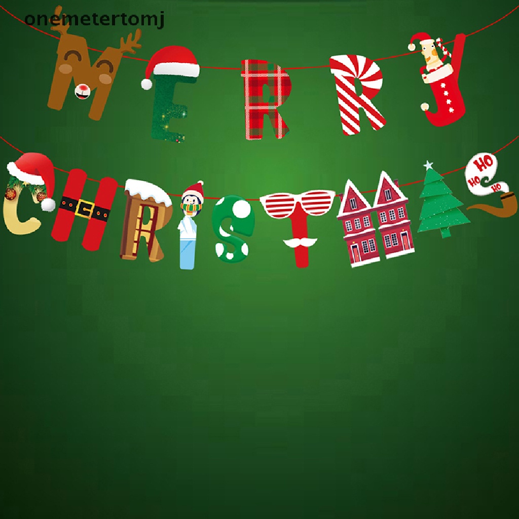 1 Dây Cờ Treo Trang Trí Giáng Sinh In Chữ Merry Christmas